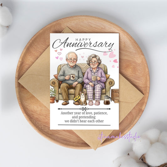 Funny Anniversary Greeting Card – Love, Patience & Pretending