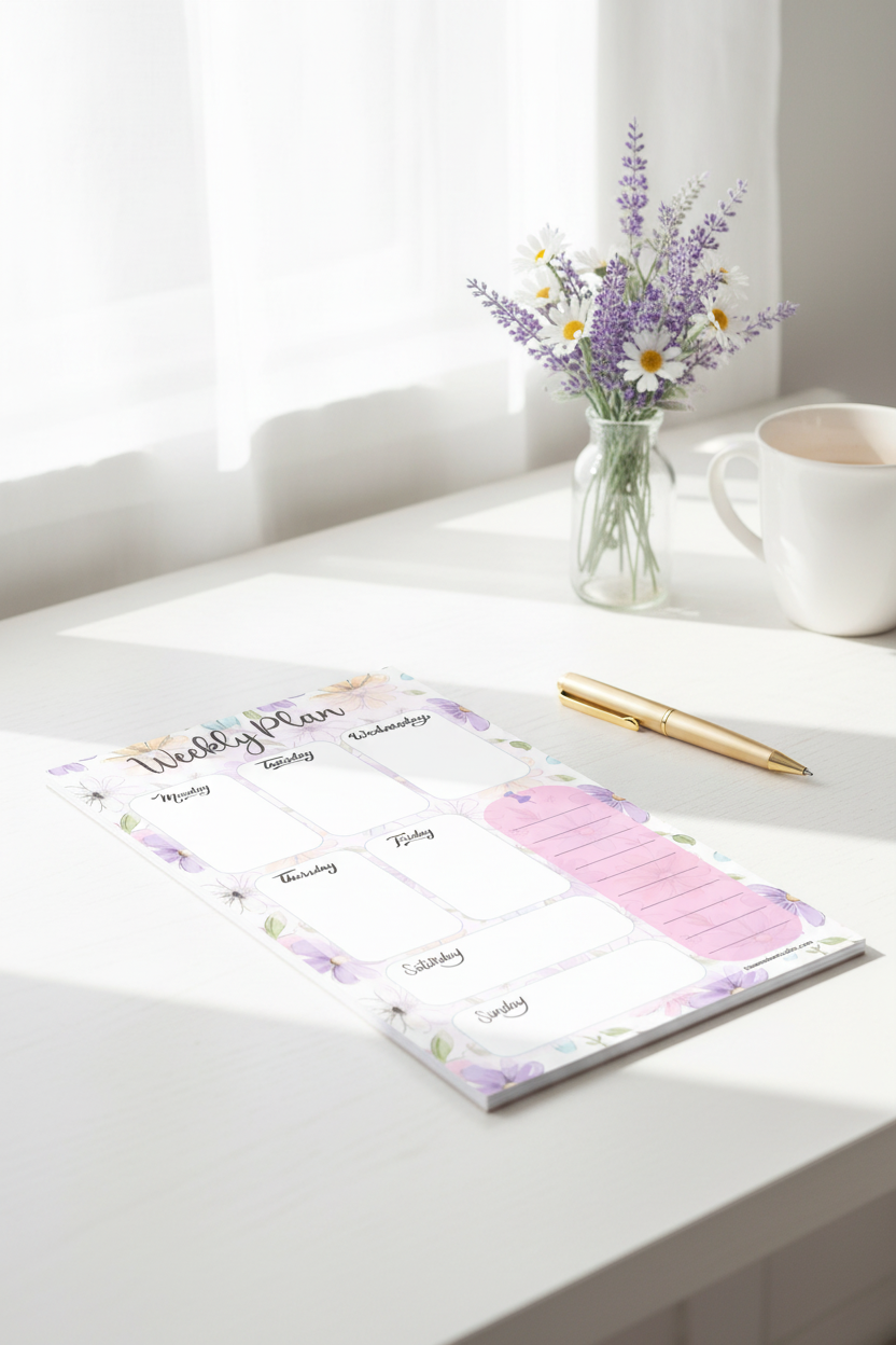 Weekly Plan Floral Notepad Mockup